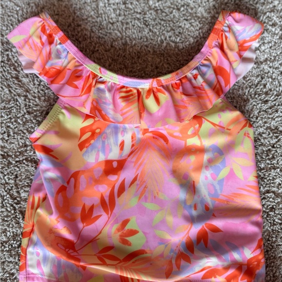 Wonder Nation Toddler Girl Ruffle Tankini Swimsuit Tropical 2 piece– Size 5T - Picture 7 of 12